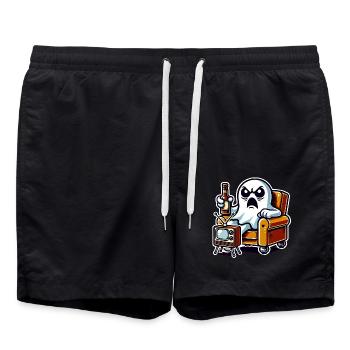 Lustiger Geist, der Fernsehen schaut Buh - Badeshorts - Schwarz - Vorne - AI Model Male 185 light (185cm)