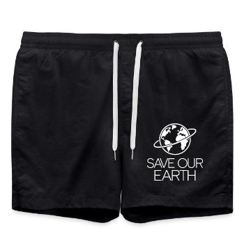 Militant écologiste Save our Earth Earth - Short de bain - noir - Devant - AI Model Male 185 light (185cm)