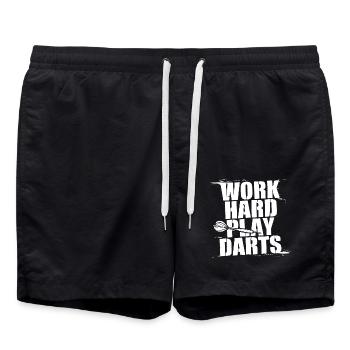 Work Hard Play Darts Darts Player Darts Sport - Swim Trunks - black - Front - AI Model Male 185 light (185cm)