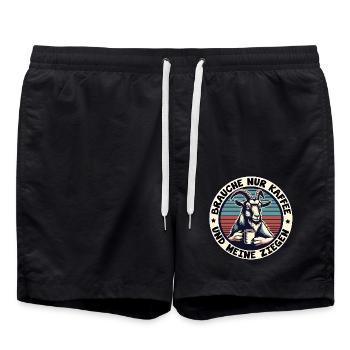 Brauche nur Kaffee und meine Ziegen - Badeshorts - Schwarz - Vorne - AI Model Male 185 light (185cm)