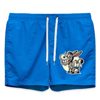 Funny Donkey Cartoon Retro Sticker Design - Swim Trunks - cobalt blue - Front