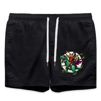 Gruseliges Trio Reiten TRex Halloween Spaß - Badeshorts - Schwarz - Vorne - AI Model Male 185 light (185cm)