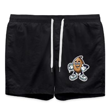 Lustiges Mandelmilch Cartoon Design - Badeshorts - Schwarz - Vorne - AI Model Male 185 light (185cm)