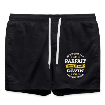 DAVIN PARFAIT - PRENOM DAVIN - Short de bain - noir - Devant - AI Model Male 185 light (185cm)