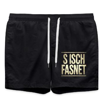 S Isch Fasnet - Karneval Fasching Spruch - Short de bain - noir - Devant - AI Model Male 185 light (185cm)
