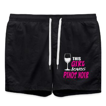 Cette fille aime le vin rouge Pinot Noir Dicton - Short de bain - noir - Devant - AI Model Male 185 light (185cm)