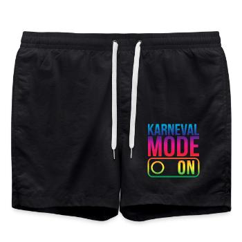 Karneval Mode On Fasching Fasnet - Badeshorts - Schwarz - Vorne - AI Model Male 185 light (185cm)