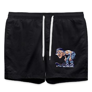 Funny Old Skater Cartoon Sticker - Swim Trunks - black - Front - AI Model Male 185 light (185cm)