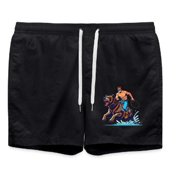 Bärenreiter Abenteuer Cartoon Design - Badeshorts - Schwarz - Vorne - AI Model Male 185 light (185cm)