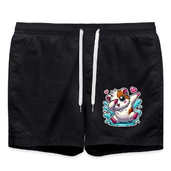 Dabbing cochon d’Inde dessin animé autocollant - Short de bain - noir - Devant - AI Model Male 185 light (185cm)