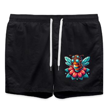 Niedliche Fliegerbiene auf Blumendesign - Badeshorts - Schwarz - Vorne - AI Model Male 185 light (185cm)