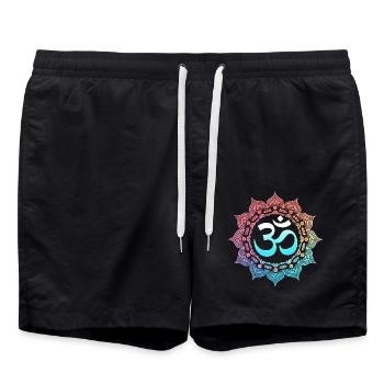 Om Mandala Spirituel Zen Yoga Bouddhiste - Short de bain - noir - Devant - AI Model Male 185 light (185cm)