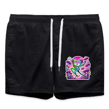 Grenouilles dansant sous les champignons - Short de bain - noir - Devant - AI Model Male 185 light (185cm)