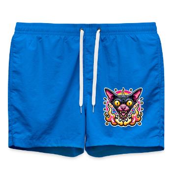Fierce Sphynx Cat Valentine Flames - Swim Trunks - cobalt blue - Front