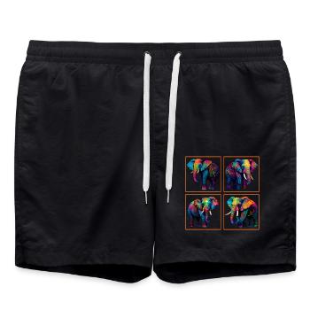 Éléphant coloré Éléphant Amoureux des animaux - Short de bain - noir - Devant - AI Model Male 185 light (185cm)