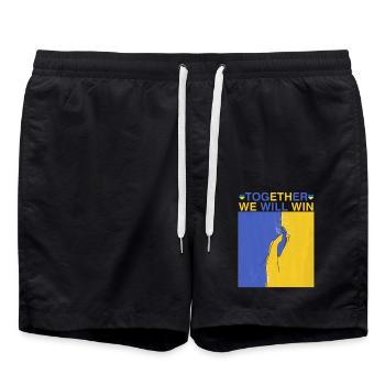 Ukraine - ensemble nous gagnerons - Short de bain - noir - Devant - AI Model Male 185 light (185cm)