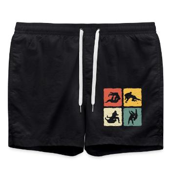 Jiu-Jitsu Retro Jiu Jitsu - Swim Trunks - black - Front - AI Model Male 185 light (185cm)