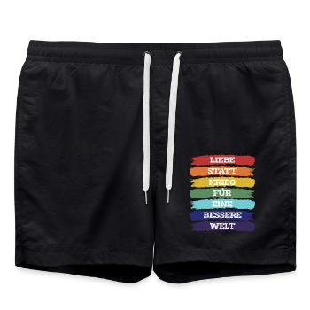 L’amour au lieu de la guerre – Pour un monde meilleur - Short de bain - noir - Devant - AI Model Male 185 light (185cm)
