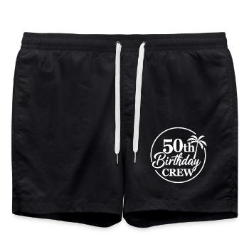 50e anniversaire Crew Chemise d’anniversaire drôle - Short de bain - noir - Devant - AI Model Male 185 light (185cm)