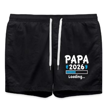 Papa Geschenk für werdende Vater Papa 2026 Loading - Badeshorts - Schwarz - Vorne - AI Model Male 185 light (185cm)