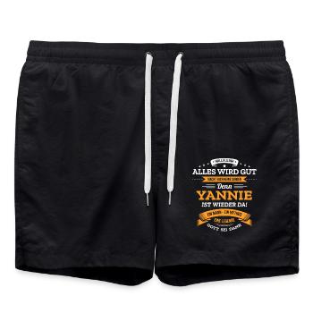 ALLES WIRD GUT, DIE LEGENDE YANNIE IST DA - Badeshorts - Schwarz - Vorne - AI Model Male 185 light (185cm)