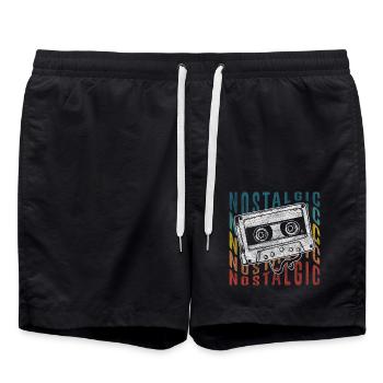 Kassette Radio 80er Vintage Kindheit - Badeshorts - Schwarz - Vorne - AI Model Male 185 light (185cm)