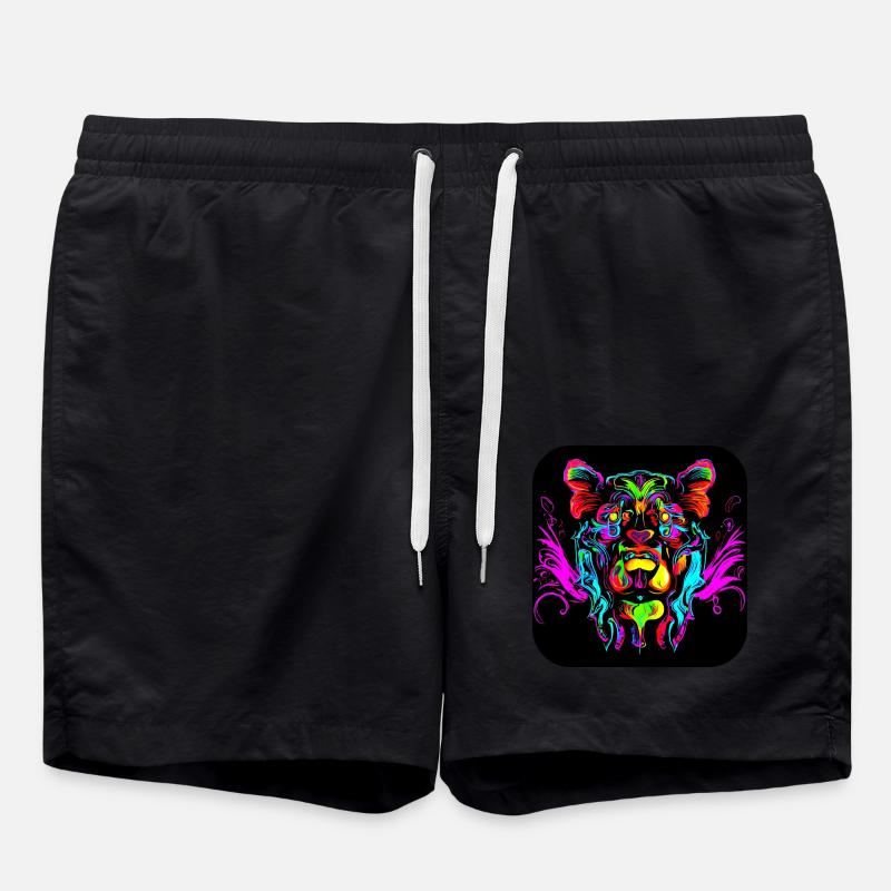 Néon Cyberglow UV Style abstrait - Short de bain - noir