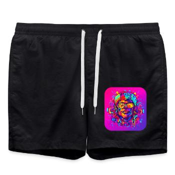 Neon Splash Creative Luminous UV Style - Swim Trunks - black - Front - AI Model Male 185 light (185cm)