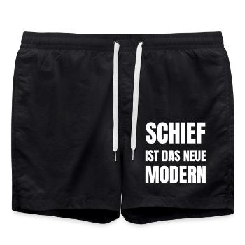 Schief ist das neue Modern. - Badeshorts - Schwarz - Vorne - AI Model Male 185 light (185cm)