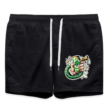 Lustiges St. Patricks Bierdosen-Design - Badeshorts - Schwarz - Vorne - AI Model Male 185 light (185cm)