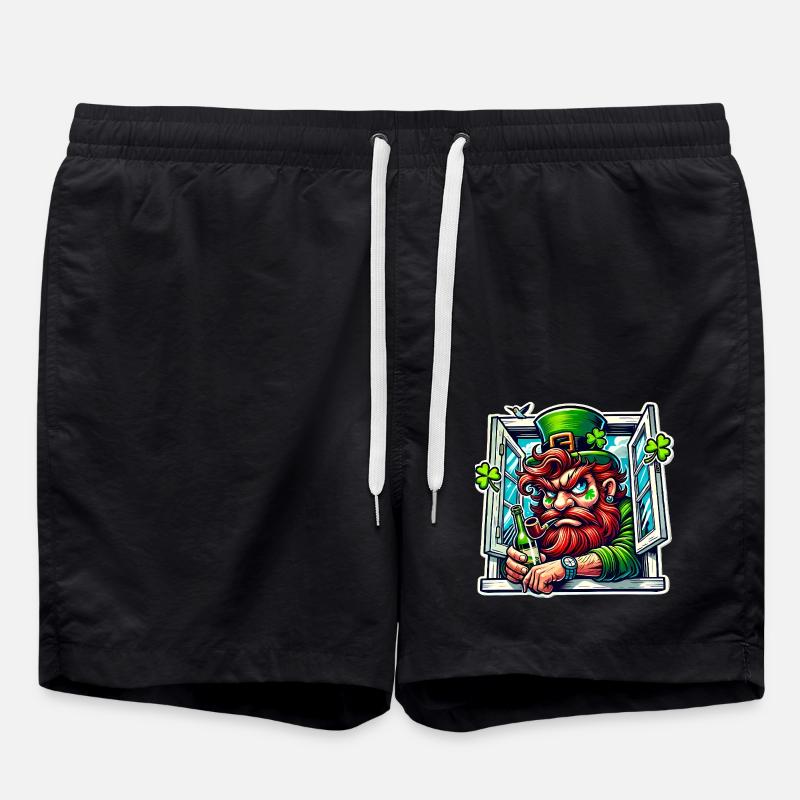 Mürrischer Kobold St. Patricks Fenster - Badeshorts - Schwarz