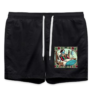 Funny Medieval Princess in Quarantine - Swim Trunks - black - Front - AI Model Male 185 light (185cm)