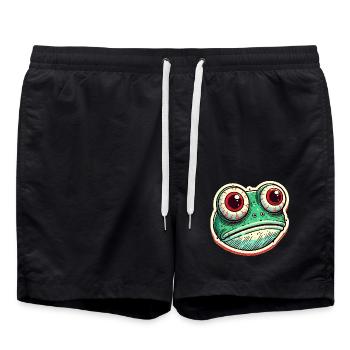 Funny Frog Lover Vintage Illustration - Swim Trunks - black - Front - AI Model Male 185 light (185cm)