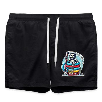 Retro Skeleton with Cassette Tapes - Swim Trunks - black - Front - AI Model Male 185 light (185cm)