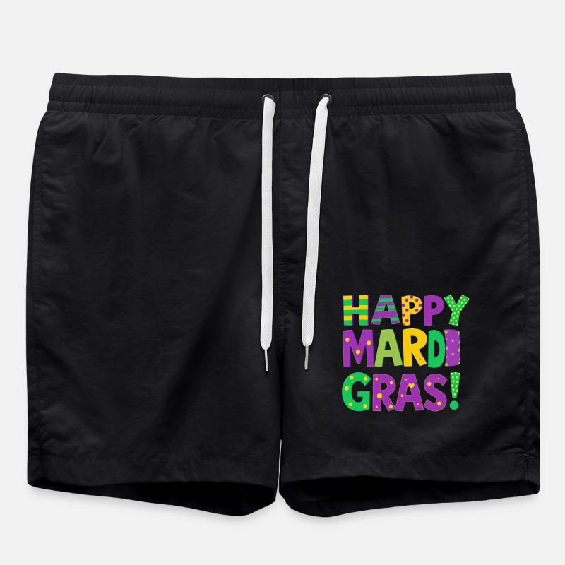 Happy Mardi Gras - Swim Trunks - black