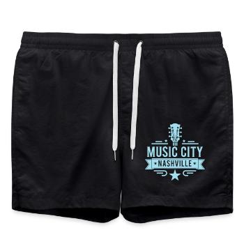 Music City Nashville Guitare Tennessee - Short de bain - noir - Devant - AI Model Male 185 light (185cm)