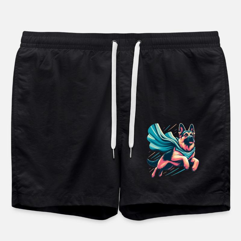 Super Dog German Shepherd Gift - Swim Trunks - black
