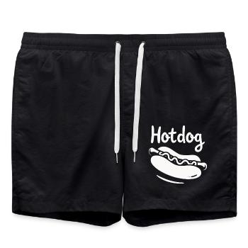 Hotdog Love in Black and White Look - Swim Trunks - black - Front - AI Model Male 185 light (185cm)