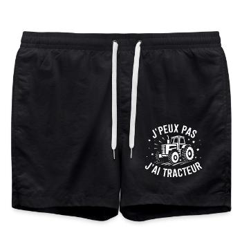 T-Shirt Ich kann nicht, ich habe Traktor - Badeshorts - Schwarz - Vorne - AI Model Male 185 light (185cm)