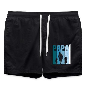 Father and daughter and son, daughter and son - Swim Trunks - black - Front - AI Model Male 185 light (185cm)