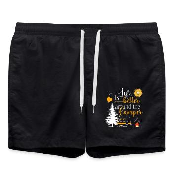 Life is better around the camper - Swim Trunks - black - Front - AI Model Male 185 light (185cm)