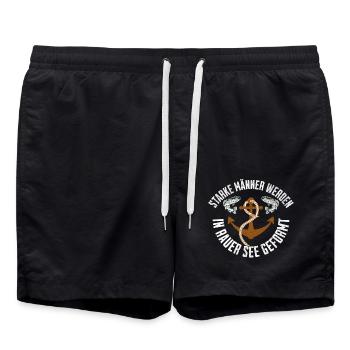 Starke Männer werden in rauer See geformt - Badeshorts - Schwarz - Vorne - AI Model Male 185 light (185cm)