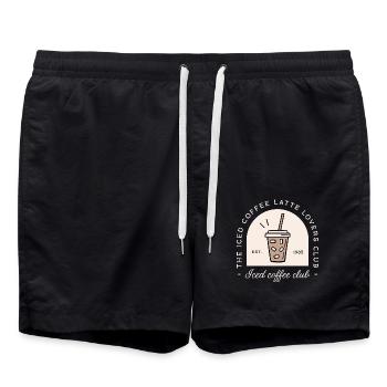 Café glacé iced latte amatrice aesthetic noir - Short de bain - noir - Devant - AI Model Male 185 light (185cm)