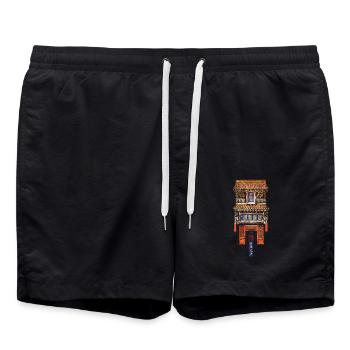Chinesisch_Architektur im Kongmiao_Dacheng 1727 - Badeshorts - Schwarz - Vorne - AI Model Male 185 light (185cm)