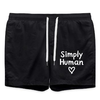 Simply Human Heart Humanity - Swim Trunks - black - Front - AI Model Male 185 light (185cm)