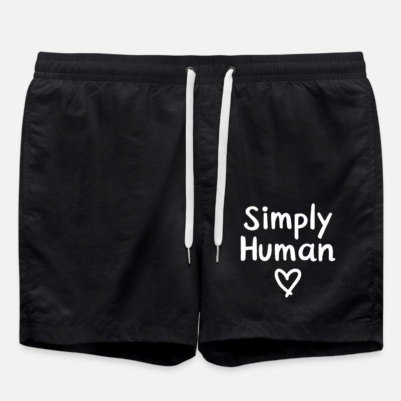Simply Human Heart Humanity - Swim Trunks - black