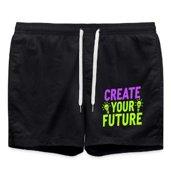 Create Your Future Glühbirne - Badeshorts - Schwarz - Vorne - AI Model Male 185 light (185cm)