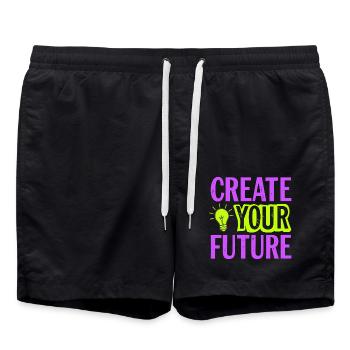 Create Your Future Glühbirne - Badeshorts - Schwarz - Vorne - AI Model Male 185 light (185cm)
