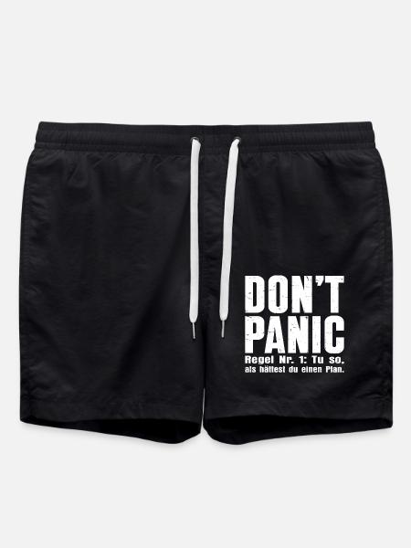 DON'T PANIC – The First Rule - Swim Trunks - black
