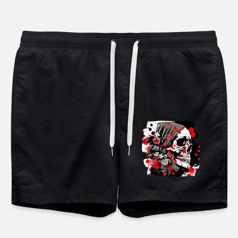 crâne éclaboussure trash polka tattoo - Short de bain - noir
